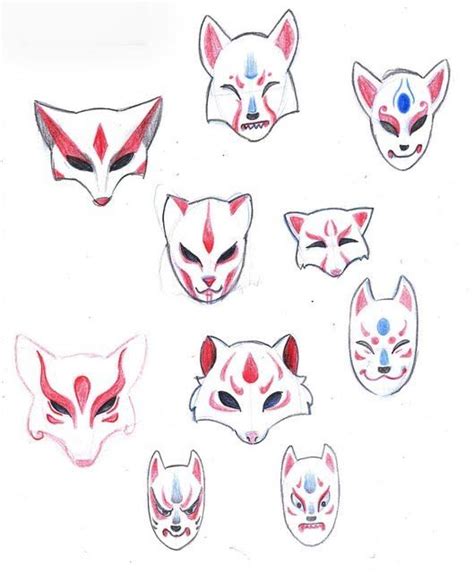 Mask Drawing Kitsune Mask Masks Art