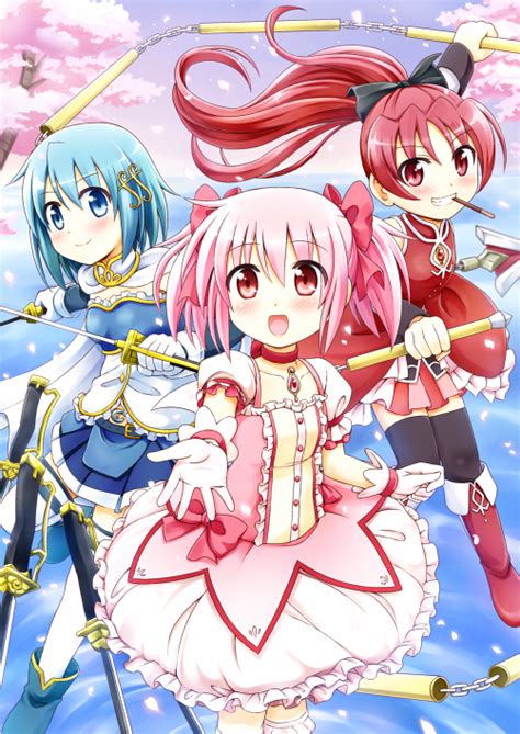 Kaname Madoka Miki Sayaka And Sakura Kyouko Mahou Shoujo Madoka