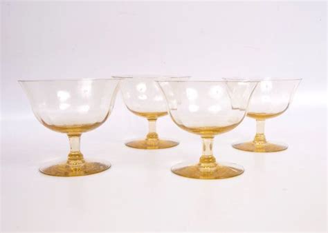 Vintage Amber Sherbet Glasses Fine Optic Panel Glass Low Etsy Glass Dishes Gold Glass Glass