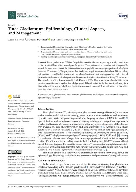 Pdf Tinea Gladiatorum Epidemiology Clinical Aspects And Management