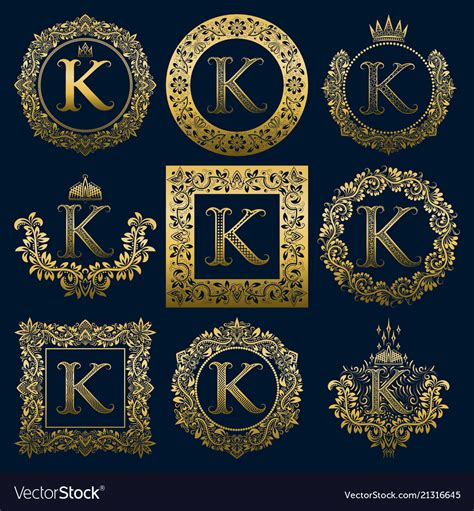 Vintage Monograms Set Of K Letter Royalty Free Vector Image