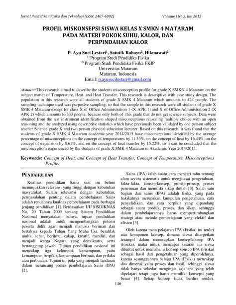 PDF Profil Miskonsepsi Siswa Kelas X Smkn Mataram Pada Materi Pokok