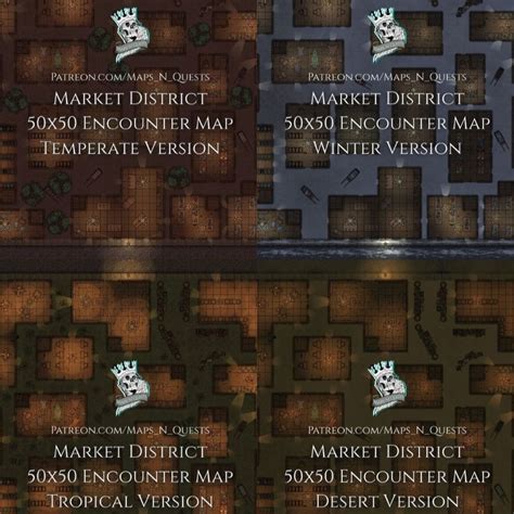 Market District 50x50 Encounter Map Pack By Maps N Quests