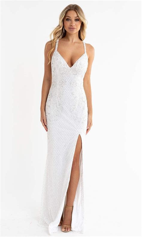 Primavera Couture 3747 Strappy Back Beaded Sleeveless Gown In 2022