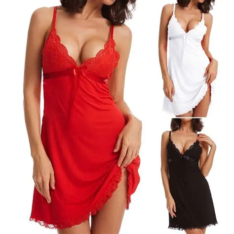Detail Feedback Questions About Womens Deep V Neck Backless Nightgown Floral Lace Satin Bowknot