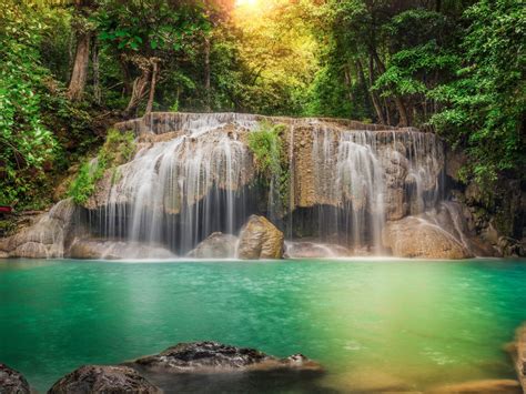 Thailand Stream Cascade Rocks Jungles Waterfalls Forest River