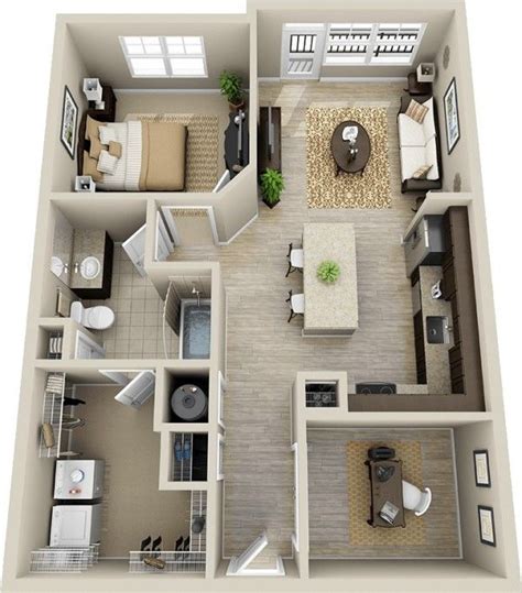 1 Bedroom Apartment House Plans Casas Diseño casas pequeñas Diseño