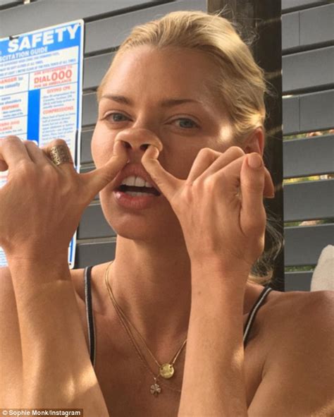 Sophie Monk Stretches Her Nostrils Open With Her Fingers In Instagram