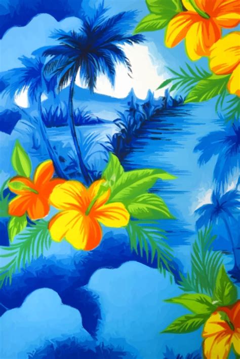 Galleryfilesblue And Floral Hawaii Pop Artwallpaper