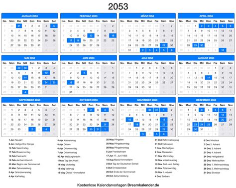 Kalender 2053