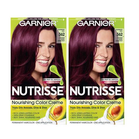 Buy Garnier Sse Nourishing Permanent Hair Color Cream 362 Darkest Berry Burdy 2 Count Red