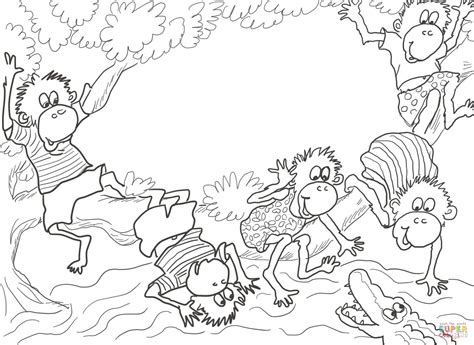 Five Little Monkeys Sitting in a Tree coloring page | Free Printable Coloring Pages