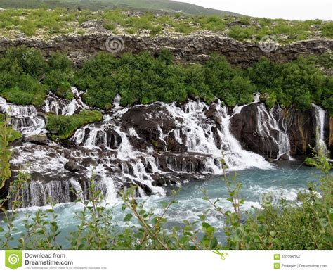 Iceland Landscape Of The Barnafoss Waterfall 2017 Stock Photo Image