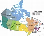 Mapa do Canadá - Mapa político, cidades, estados e capitais, para colorir