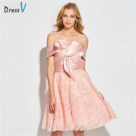 Dressv Light Pink Cocktail Dress Elegant Off The Shoulder Zipper Up Sleeveless Lace Wedding