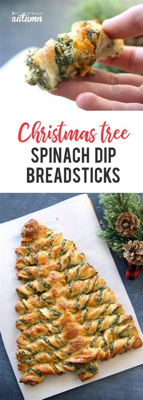 Spinach artichoke dip on a pizza? Christmas Tree Spinach Dip Breadsticks | Recipe (With images) | Appetizer recipes
