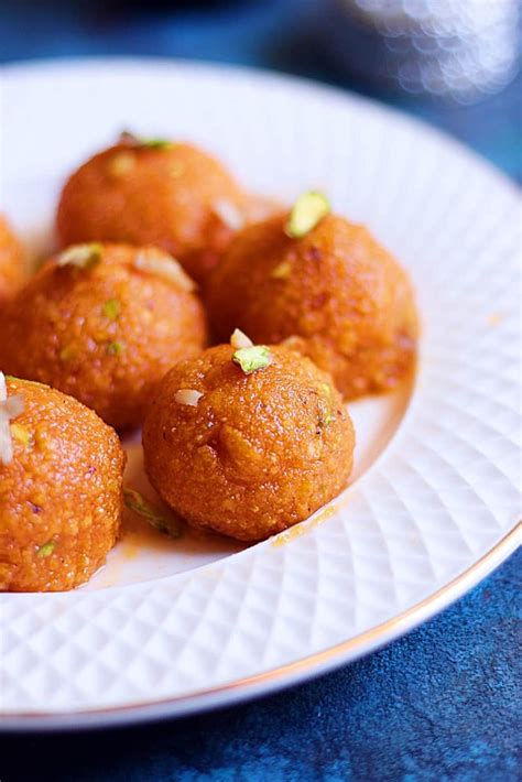 It is very popular in north india especially during winter season. motichoor ladoo recipe, motichur laddu recipe