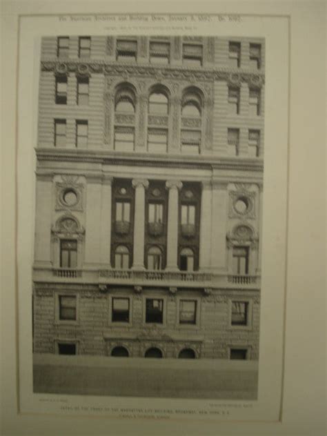 Front Of The Manhattan Life Building On Broadway New York Ny 1897