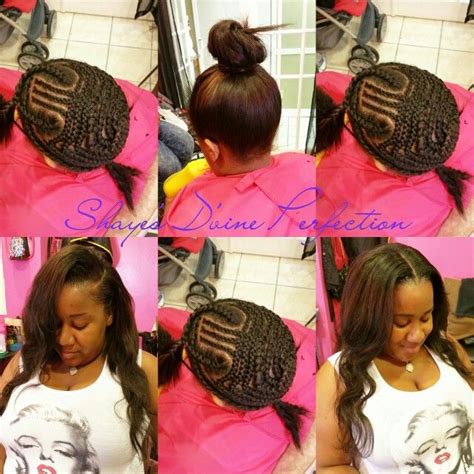 Start by brushing the hair and making sure it's completely free of tangles. 2 part flip over method Sew-in | Braids with weave, Sew in ...