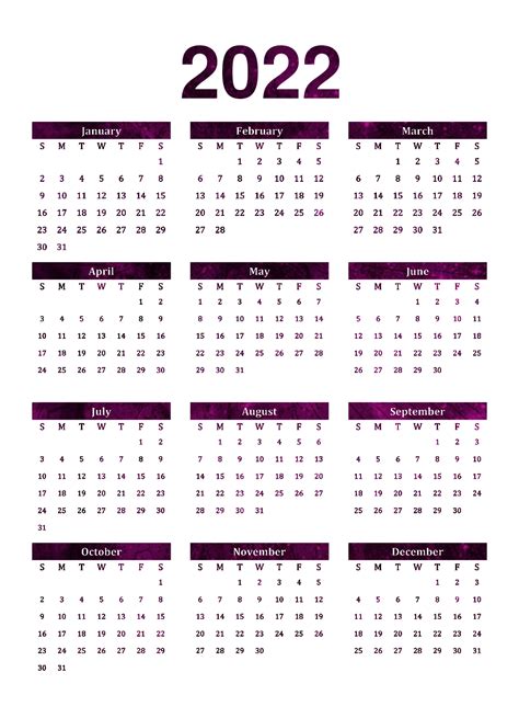 Printable 2022 Calendar Transparent Png Images For New Year Gambaran
