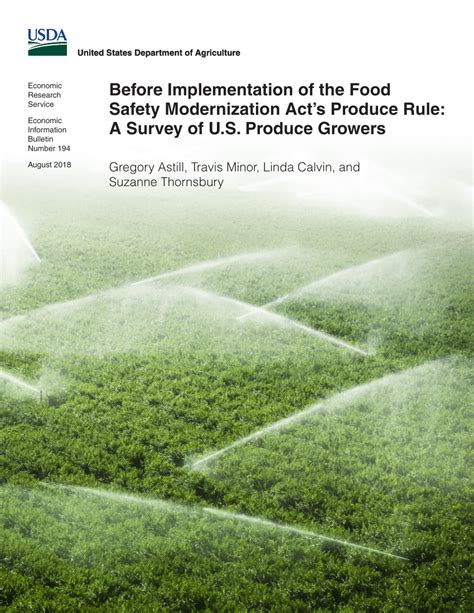 Jul 23, 2021 · the produce safety rule sets forth new standards for growing, harvesting, packing, and holding of produce. (PDF) Before Implementation of the Food Safety ...