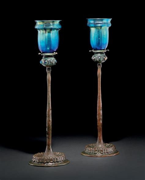 Tiffany Studios New York Iridescent Favrile Glass And Bronze