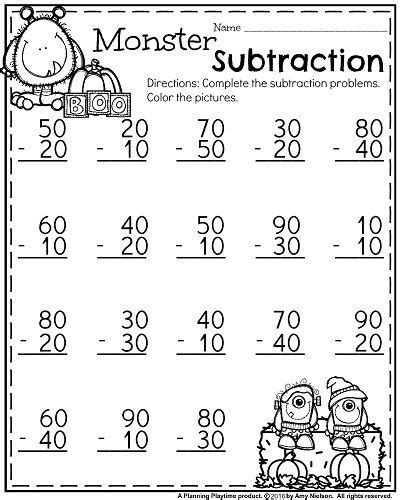 October First Grade Worksheets - Planning Playtime | First grade math
