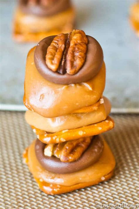 Melting the caramel on the stove takes a bit longer but it's worth it. Caramel Pretzel Turtles {Easy Chocolate Pecan Candy Recipe}