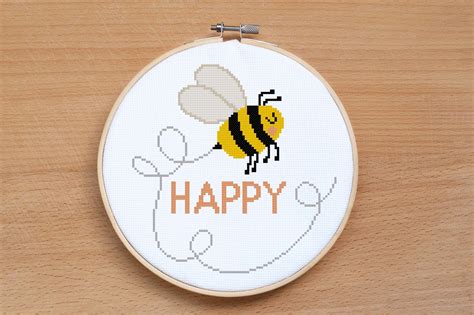 Bee Happy сross Stitch Pattern Be Happy Pattern Bee Cross Etsy