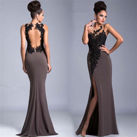 Comprar 2015 Diseños De Noche Vestido Elegante De La Gasa Del Cordón De Los