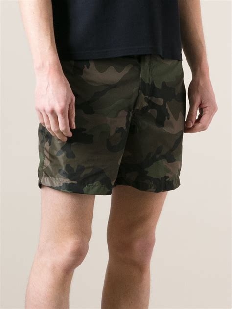 Valentino Camouflage Print Swim Shorts In Green For Men Lyst