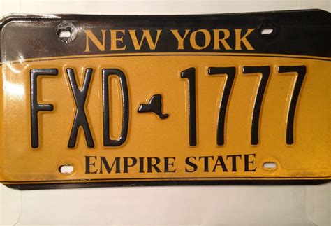 New York Empire State License Plate Black Numbers On Yellow