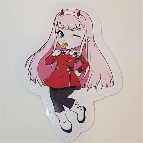 Darling In The Franxx Zero Two Lollipop Sticker Etsy