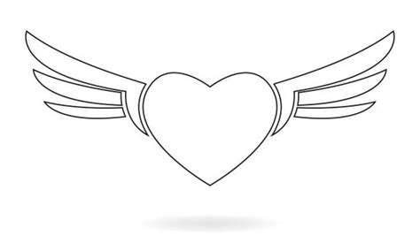 Heart Angel Wings Tattoo Silhouette Illustrations Royalty Free Vector