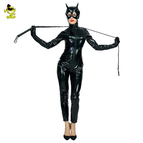 Adult Catwoman Costume Sexy Black Appeal Lingerie Catsuit Fancy Superhero Catwomen Cosplay