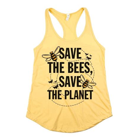 Save The Bees Save The Planet Racerback Tank Top Yellow Womens Planet