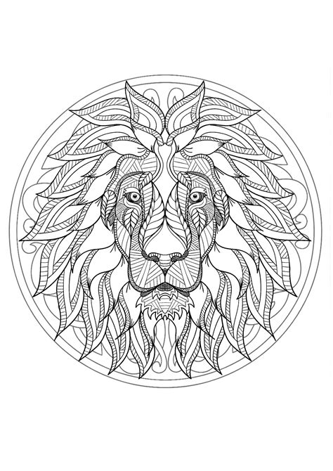 Harmonious Lion Head Mandala Mandalas With Animals