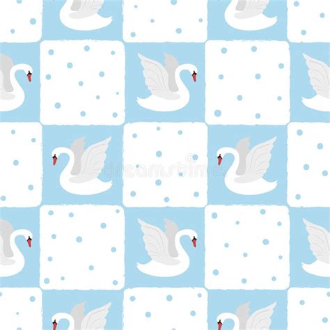 Seamless Swan Birds Pattern Vector Baby Print Stock Vector