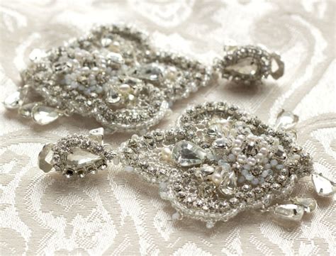 Hand Made Custom Lace Bridal Chandelier Earrings With Freshwater Pearls