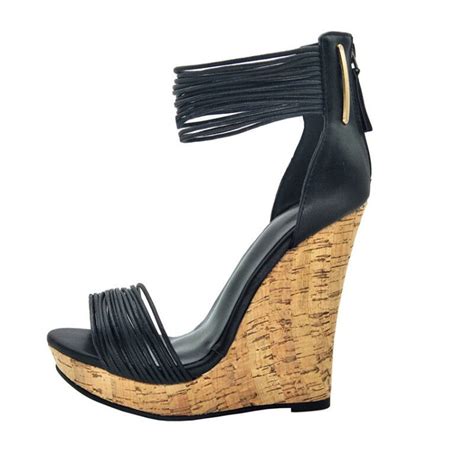 Sexy Cork Platform Wedges High Heel Metallic Slingback Sandals Size Uk1 11 Ebay