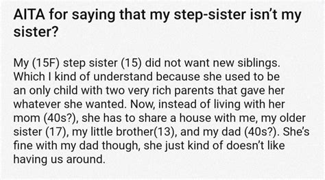 Aita For Saying That My Step Sister Isnt My Sister