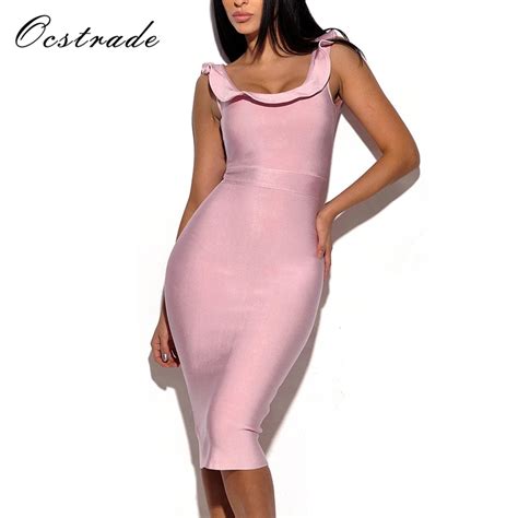 Free Shipping Ocstrade Women Sexy Ruffles Dress 2017 Lilac Knee Length