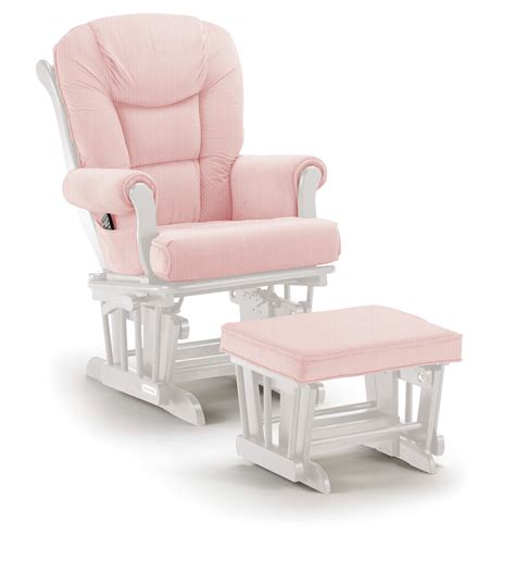 Shermag Glider Rocker With Ottoman White Finish With Pickwick Pink