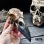 Raven Gypsum Skull With Occult Symbols  Clear Varnish Finish Lilith