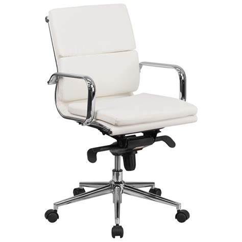 Yaheetech faux leather leisure chair accent chair armchair upholstered biscuit tufted wingback chair with tapered legs for living room home office space seating professional airgrid dark back and padded black eco leather seat, fixed arms and lumbar support sled base visitors chair. Flash Furniture BT-9895M-WH-GG Mid-Back White Leather ...