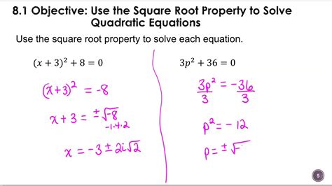 81 Solving Quadratic Equations Square Root Property Youtube