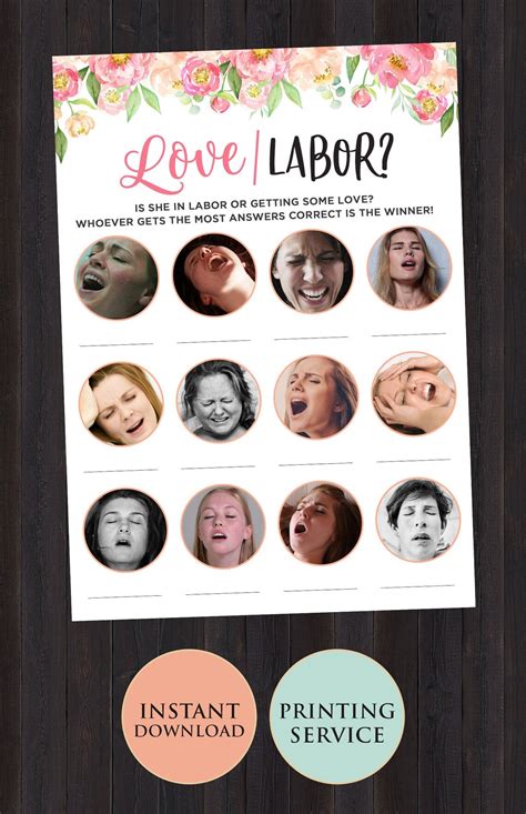 Labor Or Lovin Printable Baby Shower Games Labor Or Porn Game Etsy