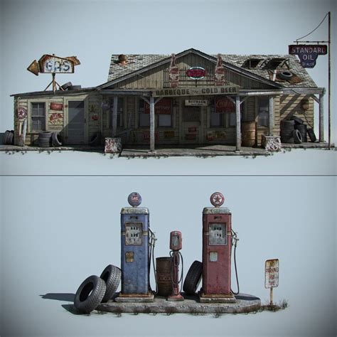 9 Ideas For Old Gas Station 3d Model