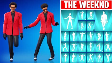 Fortnite The Weeknd Skin Showcase With All Icon Series Emotes Youtube