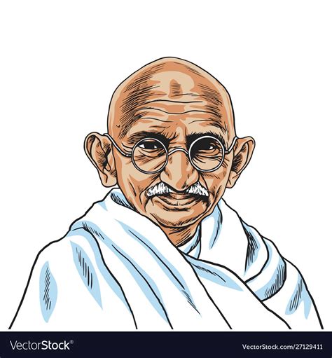 Mahatma Gandhi Cartoon Portrait Drawing Royalty Free Vector